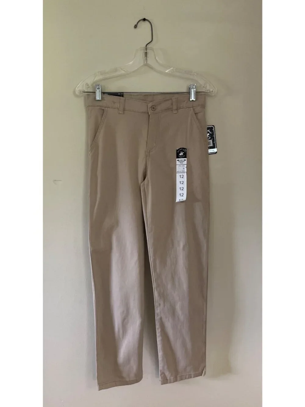 NWT Beverly Hills Polo Club Boys Size 12 Tan School Uniform Pants Adjustable